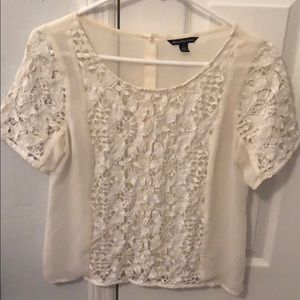 AE super sweet sheer button down back blouse sz M